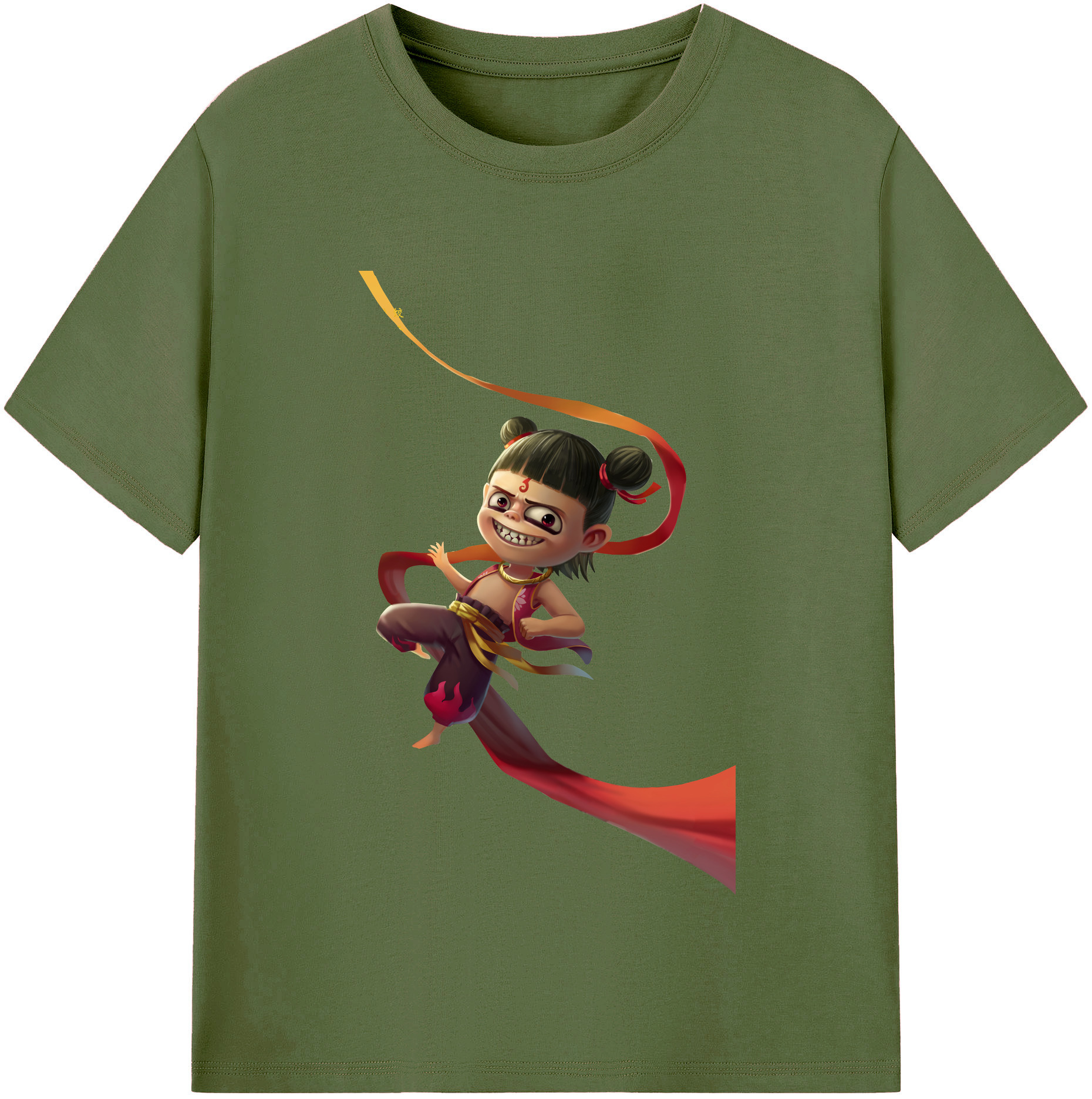 （画像用） Ne Zha 2 ナタ 魔童の大暴れ 綿100％半袖Tシャツ（フロントプリント）